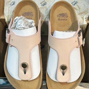 Roots Women's Blush Pink Cork Buckle Slide Mules